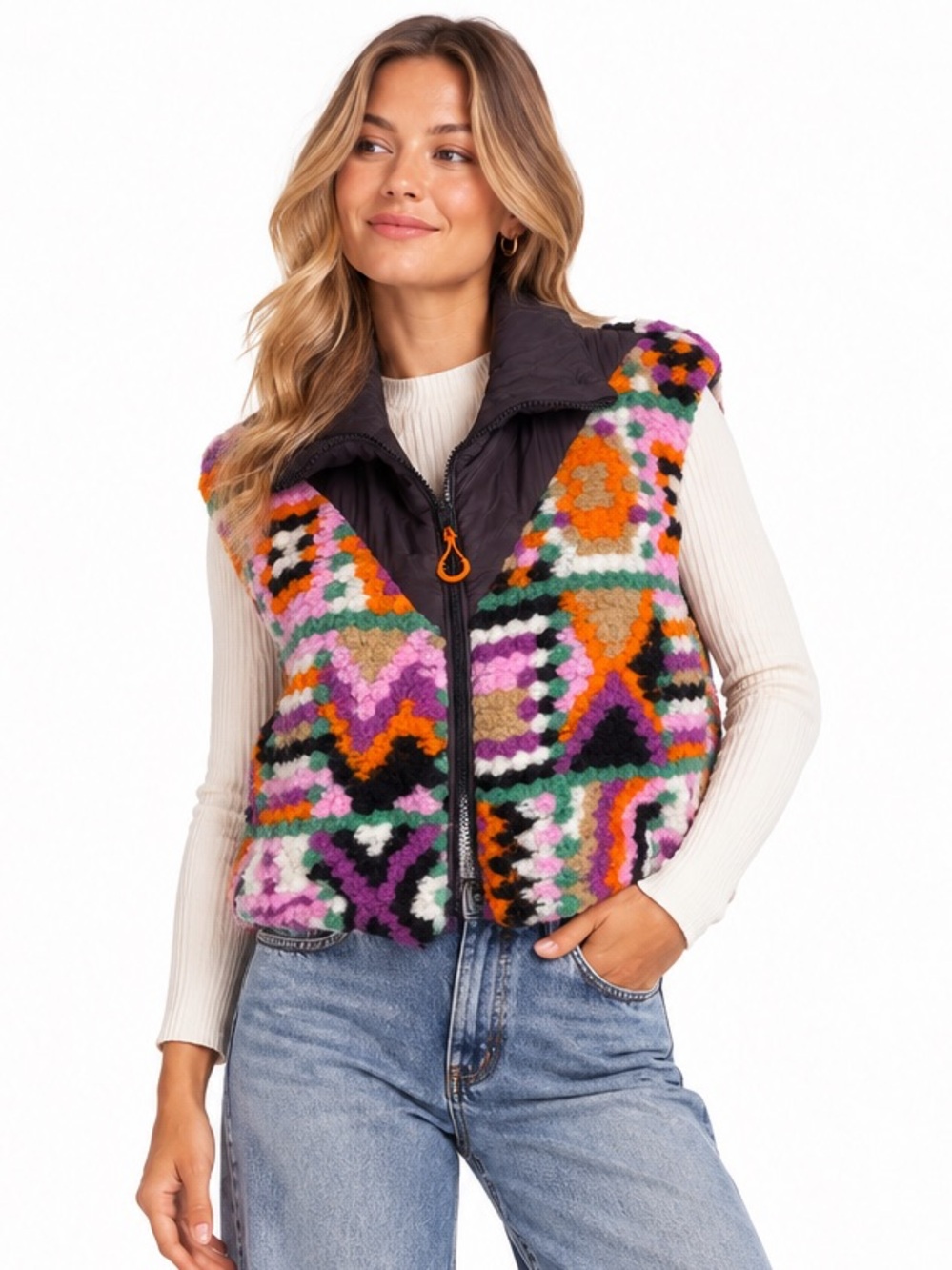 Zara Multi Color Geometric Jacquard Puffer
Vest Brown Size XS/S